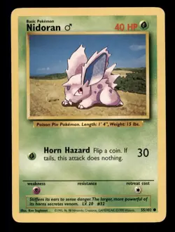 4X Pokemon Card Nidoran Base Set WOTC 55/102 MODERATELY PLAYED Non-Holo Common!! - Image 1