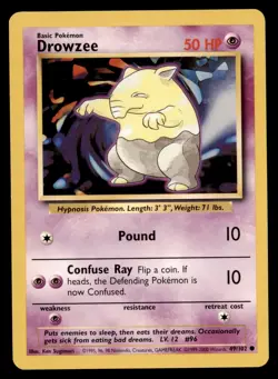 4X Pokemon Card Drowzee Base Set 49/102 LIGHTLY PLAYED Non-Holo Common TCG!!!!!! - Image 1