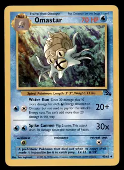 4X Pokemon Card Omastar Fossil 40/62 LIGHTLY PLAYED Non-Holo Common TCG!!!!!!!!! - Image 1