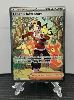 Pokemon TCG Destined Rivals Ethan's Adventure Full Art Trainer Card 236/182 Sir - Image 1