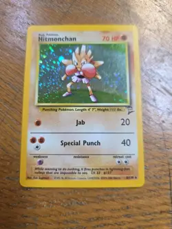 Pokemon TCG Cards Hitmonchan 7/102 Base Set Holo Rare LP - Image 1