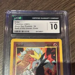 CGC 10 GEM MINT Entei 2001 Black Star Movie Promo 34 Reverse Holo Pokemon Card - Image 3
