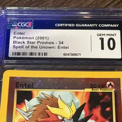 CGC 10 GEM MINT Entei 2001 Black Star Movie Promo 34 Reverse Holo Pokemon Card - Image 4