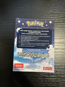 NEW Shiny Koraidon & Miraidon Pokemon Scarlet Violet Code Card GameStop In Hand - Image 2