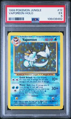 1999 POKEMON JUNGLE #12 VAPOREON-HOLO PSA 5 - Image 1