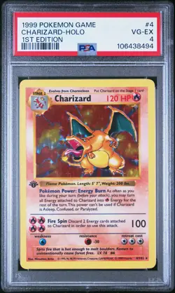 1999 POKEMON BASE SET 1ST EDITION #4 CHARIZARD-HOLO PSA 4 - Image 1