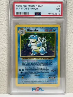 1999 Pokemon Base Set Unlimited Blastoise 2/102 Holo Rare PSA 7 (NM) - Image 1
