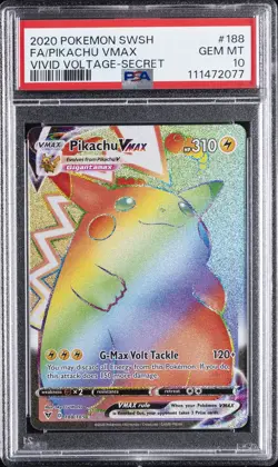 2020 POKEMON SWORD & SHIELD VIVID VOLTAGE SECRET FULL ART/PIKACHU VMAX PSA 10 - Image 1