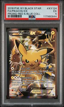 2016 POKEMON XY BLACK STAR PROMO RED & BLUE COLL FULL ART/PIKACHU EX PSA 5 - Image 1