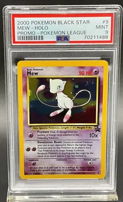 2000 POKEMON PROMO BLACK STAR POKEMON LEAGUE #9 MEW-HOLO PSA 9 - Image 1