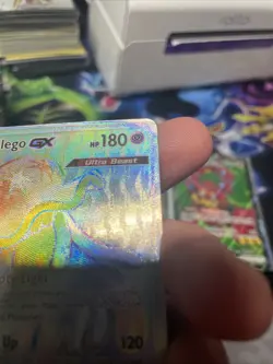 Pokemon Nihilego GX 114/111 Crimson Invasion Rainbow Secret Rare Holo MP - Image 3