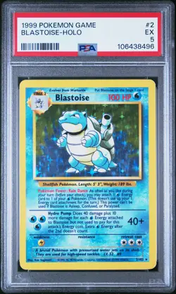 1999 POKEMON BASE SET UNLIMITED #2 BLASTOISE-HOLO PSA 5 - Image 1