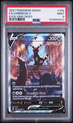 2021 POKEMON SWORD & SHIELD EVOLVING SKIES #189 FULL ART/UMBREON V PSA 9 - Image 1