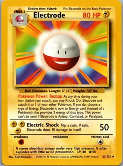 Pokemon Electrode Base Set # 21 MT / NM - Image 1