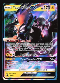 Pokemon Tapu Koko GX SM50 Sun & Moon Holo Black Star Promo LP - Image 1