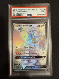 Pokemon TCG Reshiram GX Full Art SV51/SV94 PSA 9 Mint Hidden Fates! - Image 1