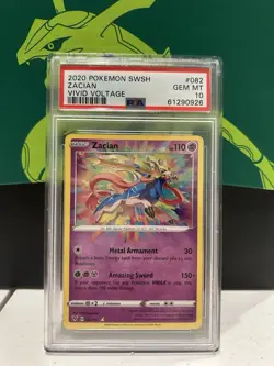 Pokemon Zacian Vivid Voltage Amazing Rare #082 PSA 10 Gem Mint - Image 1