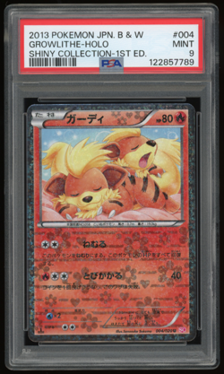 2013 POKEMON JPN B & W SHINY COLLECTION 1ST EDITION 004/020 GROWLITHE PSA 9 - Image 1