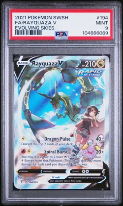 2021 POKEMON SWORD & SHIELD EVOLVING SKIES #194 FULL ART/RAYQUAZA V PSA 9 - Image 1