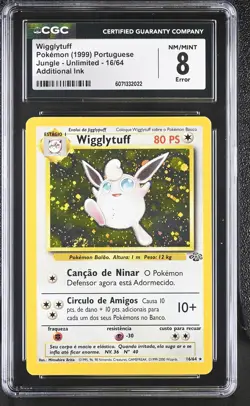 CGC 8 Wigglytuff 1999 Jungle Portuguese 16/64 ERROR Pokemon Card - Image 1