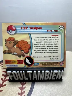 Pokemon 2000 Topps #37 Vulpix Chrome Card - TV Animation Series - Near Mint - Image 2