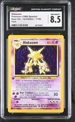 CGC 8.5 Spanish Alakazam 1999 Base Set - 1st Edition 1/102 Holo Pokemon Card - Image 1