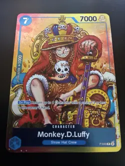 One Piece TCG Monkey.D.Luffy P-043 Foil Card English (Damaged) - Image 1