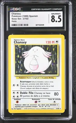 CGC 8.5 Spanish Chansey 1999 Base Set 3/102 Holo Pokemon Card - Image 1