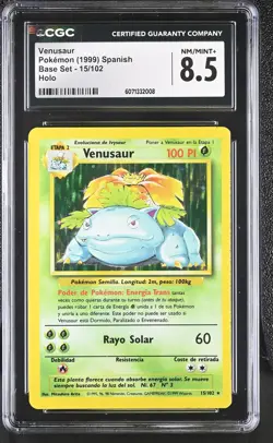 CGC 8.5 Spanish Venusaur 1999 Base Set 15/102 Holo Pokemon Card - Image 1