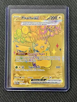 Pokemon Prismatic Evolutions SIR 3-card Lot. Gold Pikachu, Gholdengo, Ogerpon NM - Image 2
