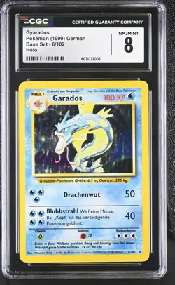 CGC 8 German Gyarados 1999 Base Set 6/102 Holo Pokemon Card - Image 1