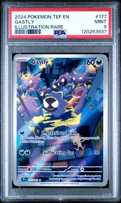 Pokemon TCG Gastly Illustration Rare Card 177/162 Temporal Forces Graded PSA 9 - Image 1