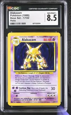 CGC 8.5 Alakazam 1999 Base Set 1/102 Holo Pokemon Card - Image 1