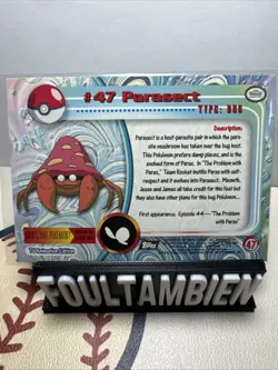 Pokemon Parasect #47 - Topps TV Animation Edition - Black Foil - Image 2
