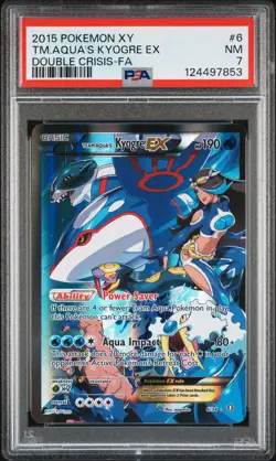 2015 POKEMON XY DOUBLE CRISIS #6 FULL ART/TEAM AQUA'S KYOGRE EX PSA 7 - Image 1