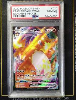 2020 POKEMON SWORD & SHIELD DARKNESS ABLAZE #020 FULL ART/CHARIZARD VMAX PSA 10 - Image 3