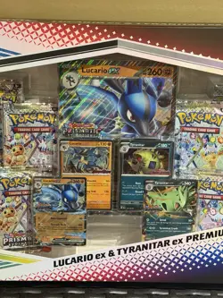 Pokemon Lucario Ex Tyranitar Ex Premium Collection Prismatic Evolution IN HAND - Image 2