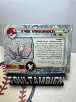 Pokemon Venomoth #49 - Topps TV Animation - Black Foil - Image 2
