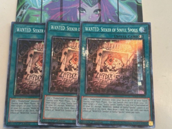 Yugioh 3x WANTED: Seeker of Sinful Spoils Prismatic Collector's PCR RA03-EN074 - Image 1