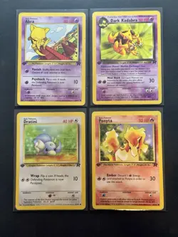 TCG Pokemon Vintage Card Lot of 4 1st Edition: Dark Kadabra 39/82, Abra, Etc - Image 1