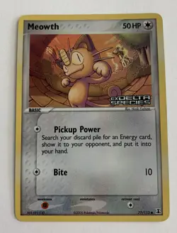 MEOWTH - 77/113 - EX Delta Species - 2005 - Holo - Vintage Pokemon Card - Image 1
