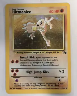 Pokemon TCG Hitmonlee Fossil Holo Card 7/62 Unlimited Rare - Image 1