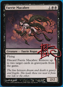 Faerie Macabre Shadowmoor NM Black Common SIGNED MTG CARD (ID# 505011) ABUGames - Image 1