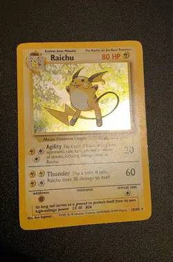 Pokemon Card Raichu 14/102 Base Set Holo Rare Pokemon TCG WOTC - Image 1