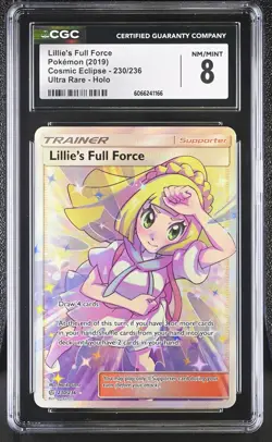 CGC 8 Lillie's Full Force Cosmic Eclipse 230/236 Ultra Rare Holo Pokemon Card - Image 1