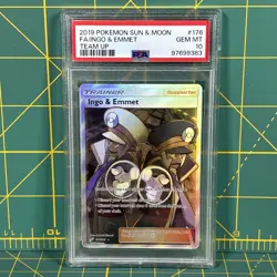 PSA 10 INGO & EMMET 176 SUN & MOON TEAM UP FULL ART POKEMON Ultra Rare Trainer - Image 1