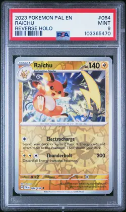 2023 POKEMON PAL EN-PALDEA EVOLVED REVERSE HOLO #064 RAICHU PSA 9 - Image 1