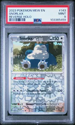 2023 POKEMON MEW EN-151 REVERSE HOLO #143 SNORLAX PSA 9 - Image 1