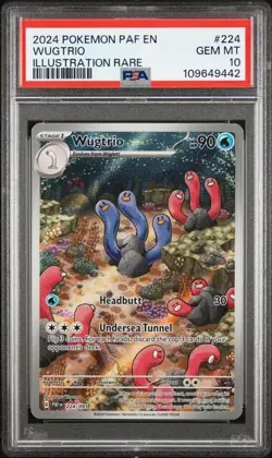 2024 POKEMON PAF EN-PALDEAN FATES ILLUSTRATION RARE #224 WUGTRIO PSA 10 - Image 1