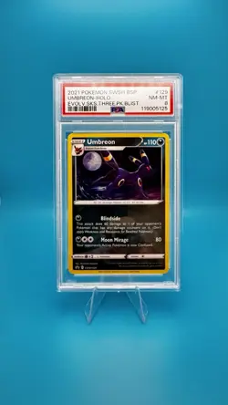 2021 Pokemon Umbreon Holo SWSH129 Evolving Skies Blister Promo PSA 8 NM-MT - Image 1